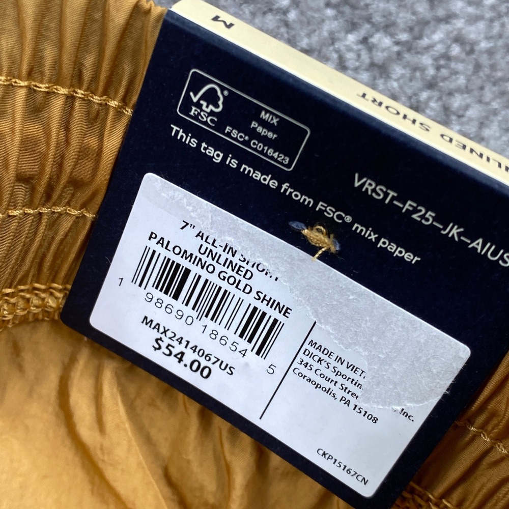 VRST All-In Unlined Short Mens Medium Palomino Gold 7" Inseam Water Repellent - Picture 6 of 8
